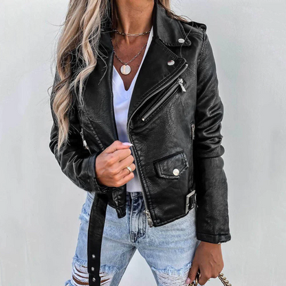 Ardena | Women’s Faux Leather Button Jacket