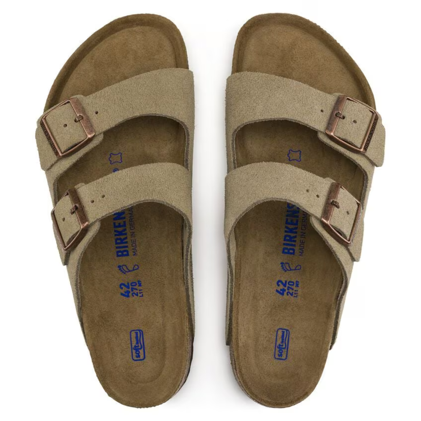 Arizona Taupe Suede Sandals – Premium Two-Strap Comfort Sandals with Soft Anatomical Footbed3