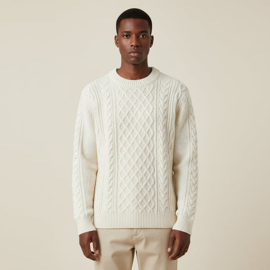 Arvont | Men’s Cable Knit Crewneck Sweater