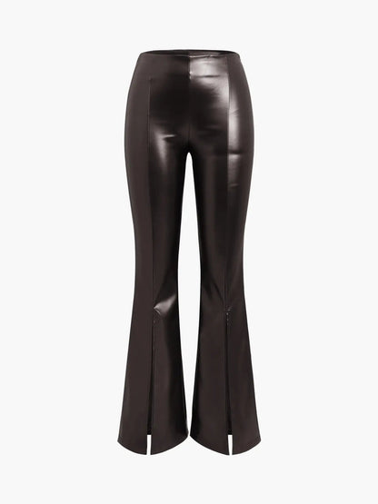 Suzie | Women’s High Waisted Faux Leather Trousers
