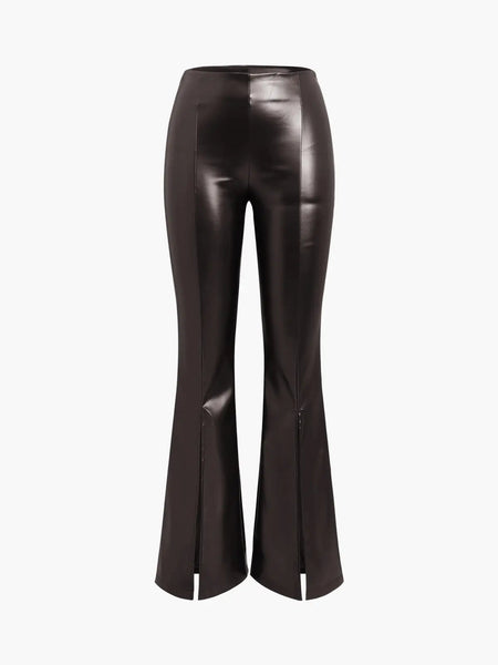 Suzie | Women’s High Waisted Faux Leather Trousers