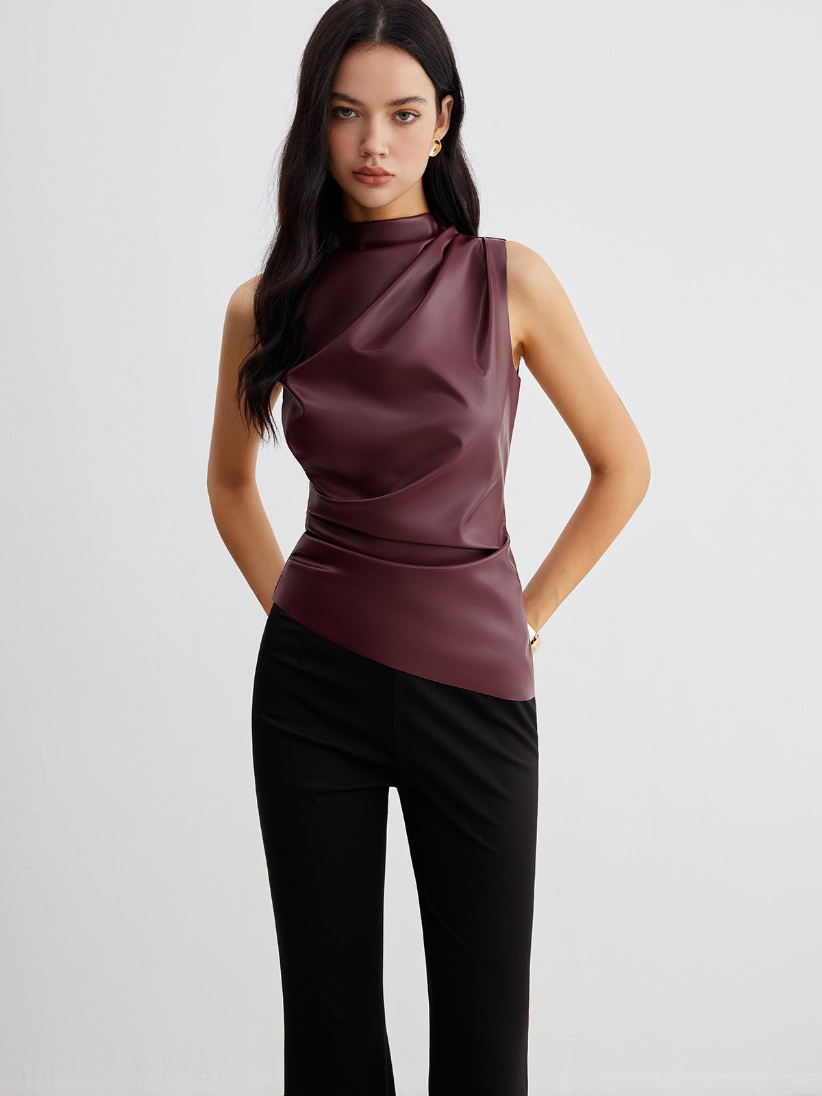 Royce | Women’s Sleeveless Faux Leather Top