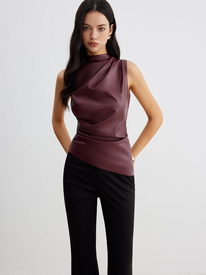 Royce | Women’s Sleeveless Faux Leather Top