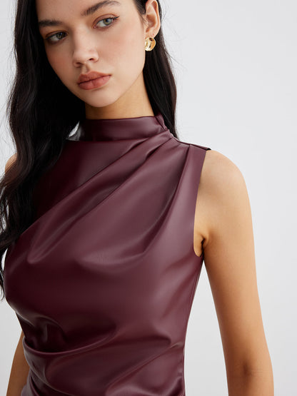 Royce | Women’s Sleeveless Faux Leather Top