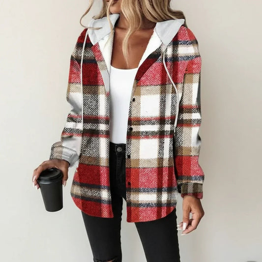 Berry | Women’s Hooded Plaid Jacket