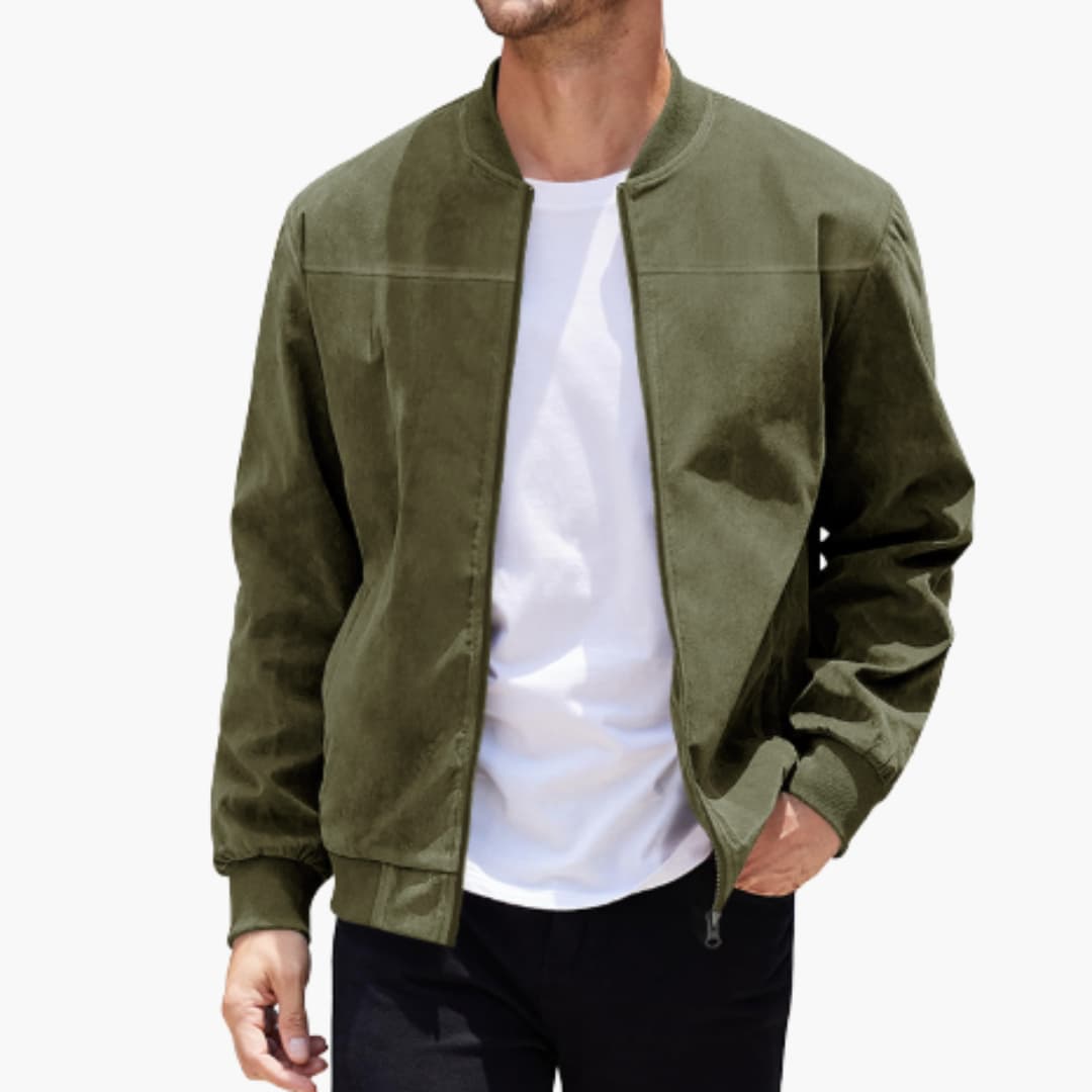 Billy | Men’s Bomber Jacket with Ribbed Collar