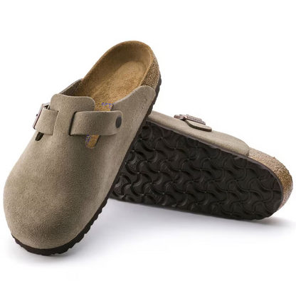 Boston Taupe Suede Clogs – Premium Leather Comfort Clogs with Soft Anatomical Footbed1