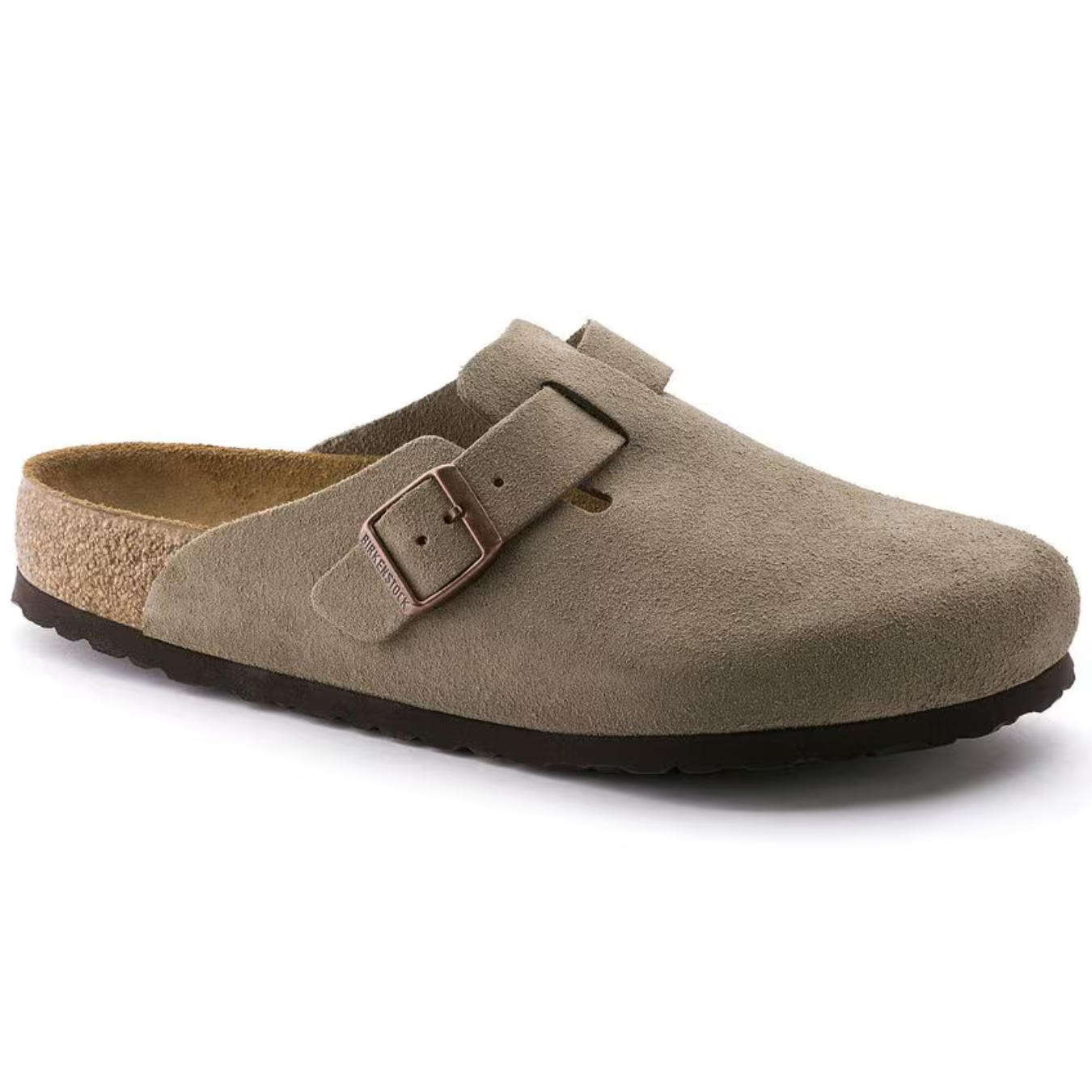 Boston Taupe Suede Clogs – Premium Leather Comfort Clogs with Soft Anatomical Footbed2