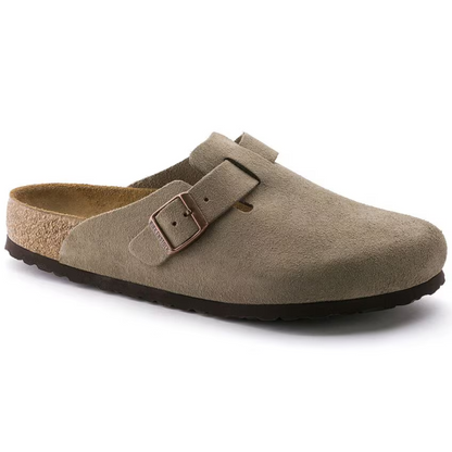 Boston Taupe Suede Clogs – Premium Leather Comfort Clogs with Soft Anatomical Footbed2