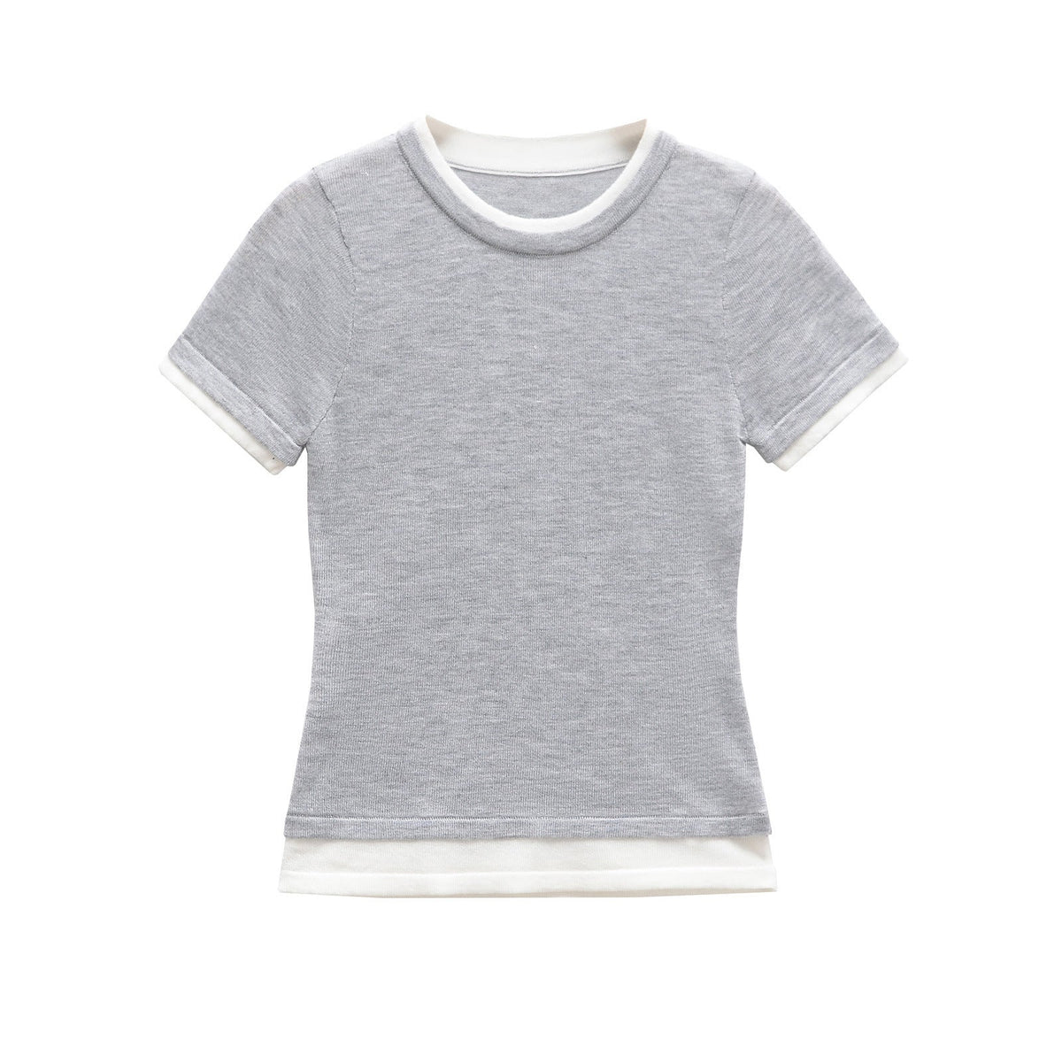Cai | Women’s Fitted Crew Neck Contrast Trim T-Shirt