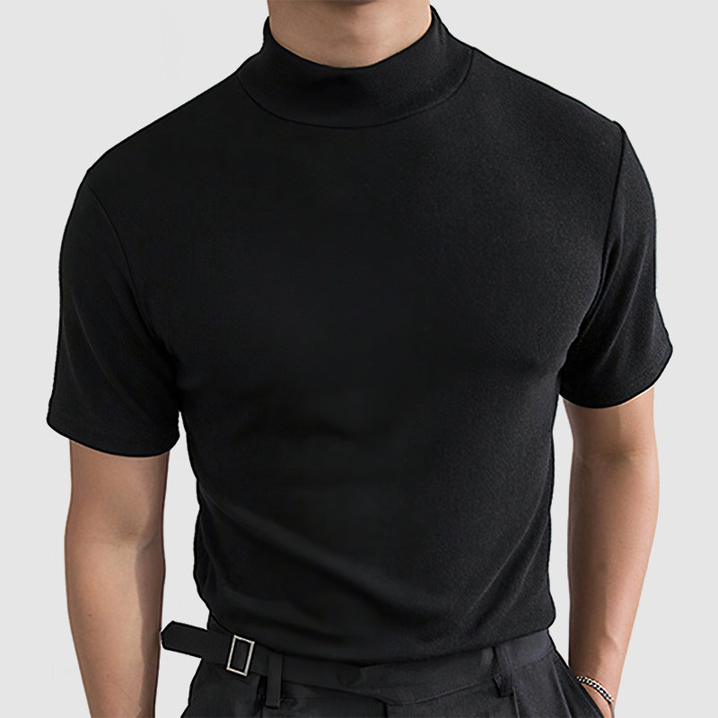 Caviron | Men’s Mock Neck Short Sleeve Fitted Shirt