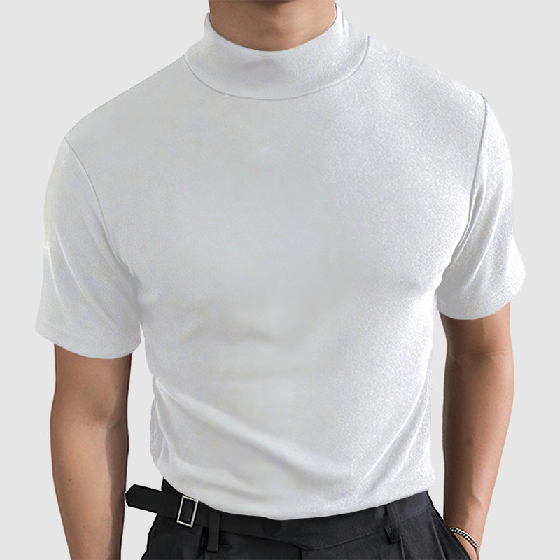 Caviron | Men’s Mock Neck Short Sleeve Fitted Shirt