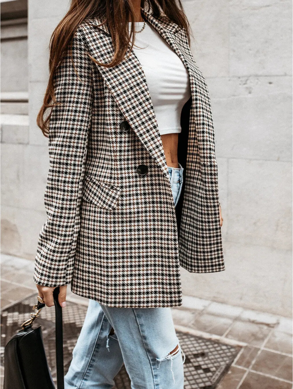 Renee | Women’s Double Breasted Check Blazer