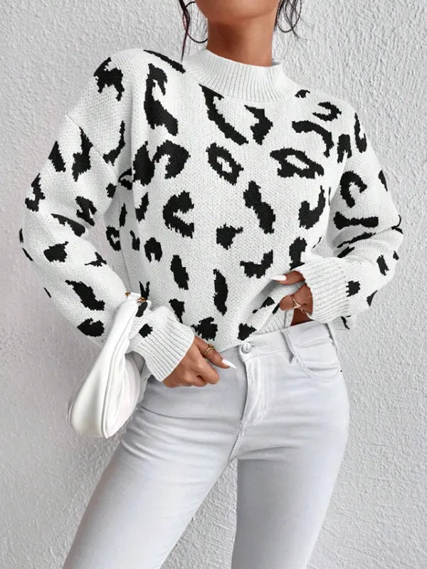 Cheryl | Women’s Leopard Print Knit Sweater