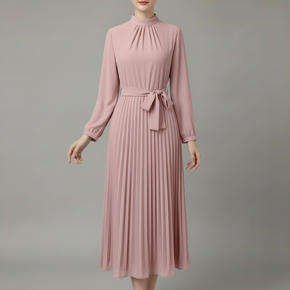 Chic Pleated Black Midi Dress | Women's Formal Dress