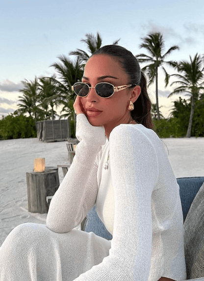 Soera | Women’s Retro Oval Metal Sunglasses