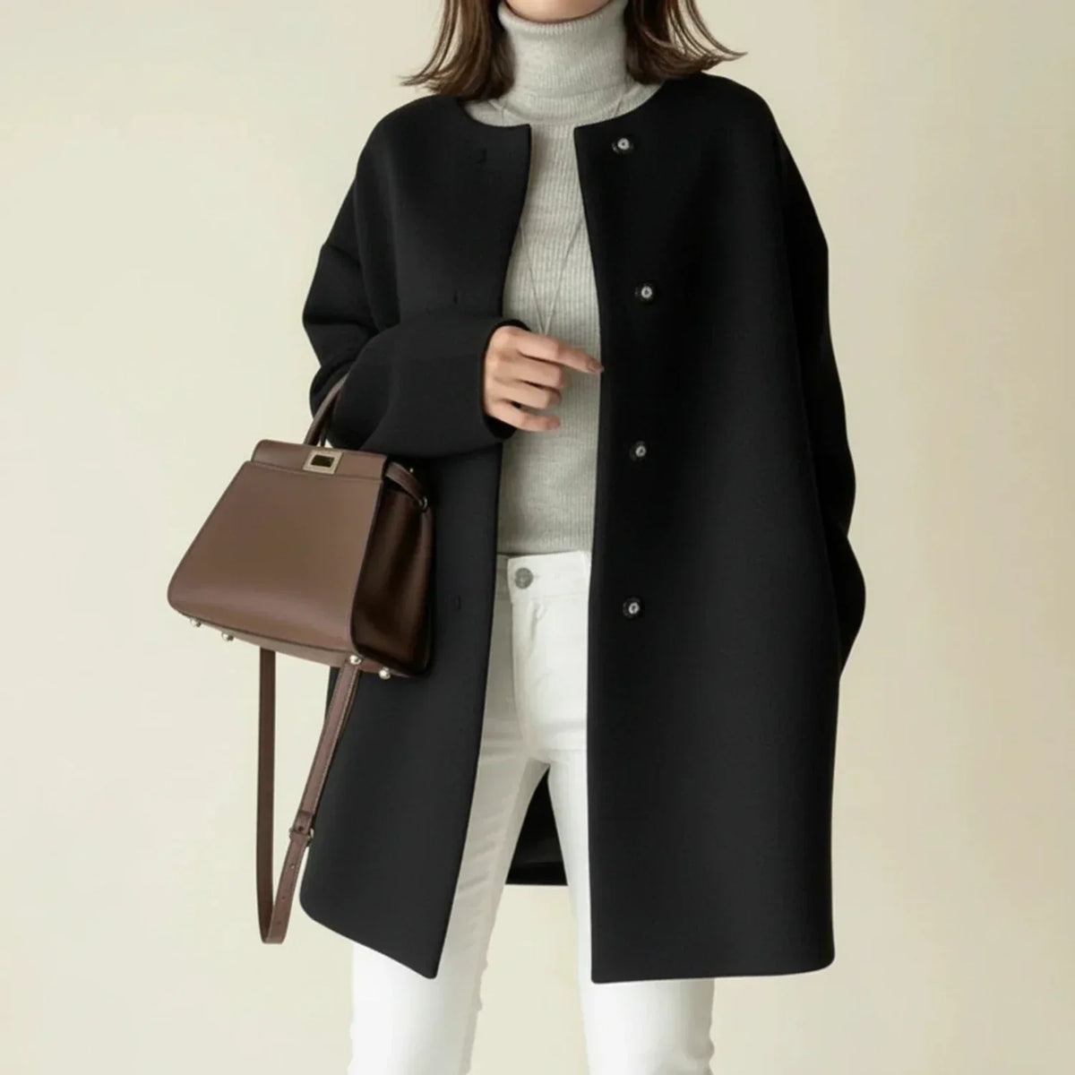 Cranie | Women’s Collarless A-Line Coat