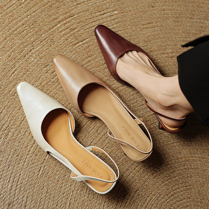 Khloe | Women’s Pointed Toe Leather Slip-On Heels