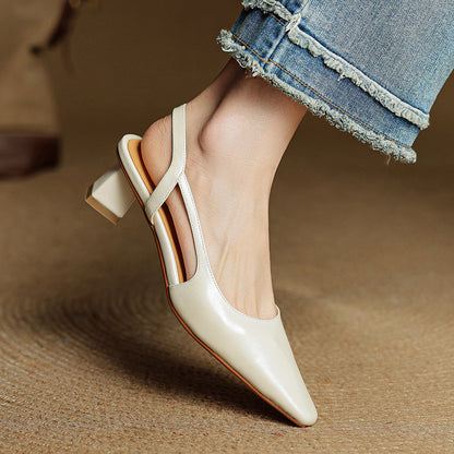 Khloe | Women’s Pointed Toe Leather Slip-On Heels