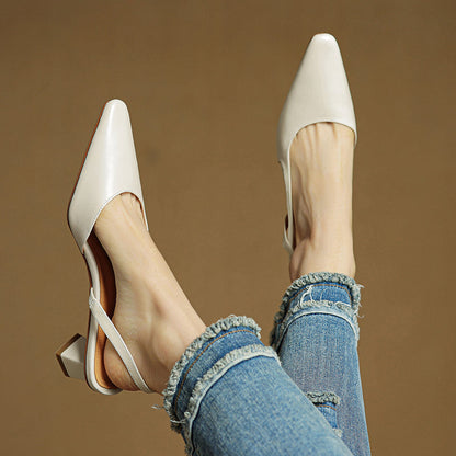 Khloe | Women’s Pointed Toe Leather Slip-On Heels