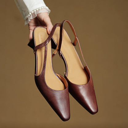 Khloe | Women’s Pointed Toe Leather Slip-On Heels