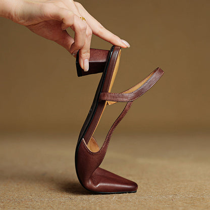 Khloe | Women’s Pointed Toe Leather Slip-On Heels