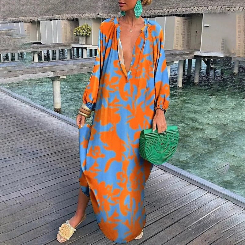 Elva | Women’s Printed Long Sleeve Maxi Dress