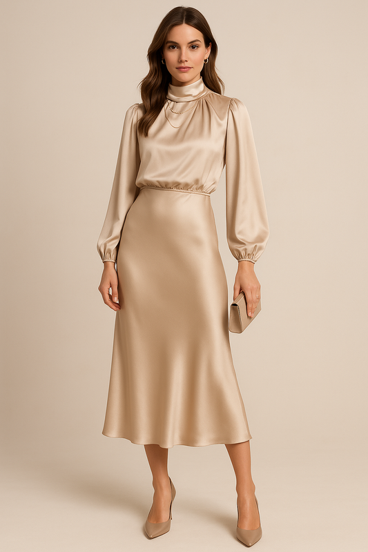 Elviane | Women’s High-Neck Midi Dress
