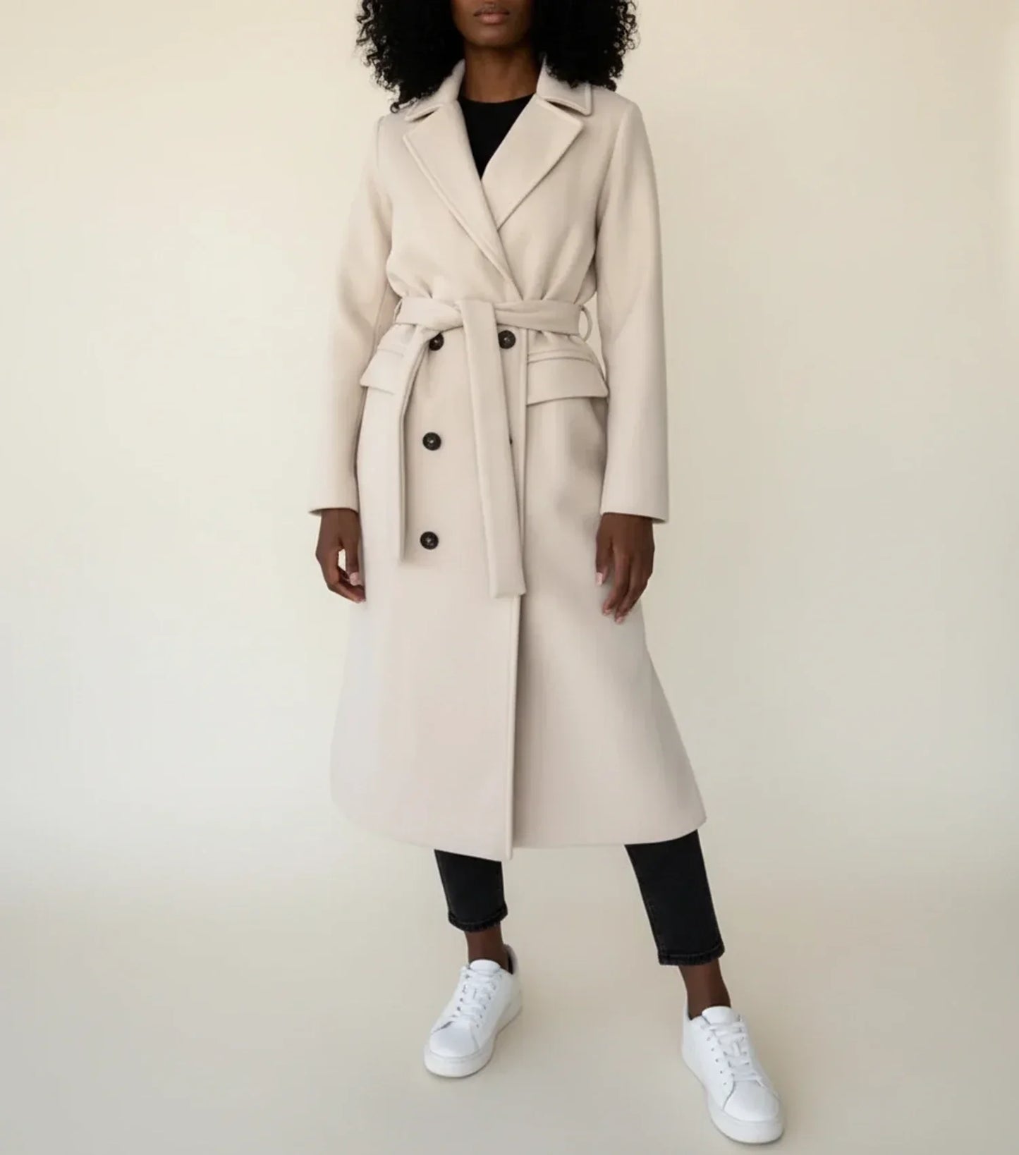 Elviera | Women’s Belted Double-Breasted Midi Overcoat
