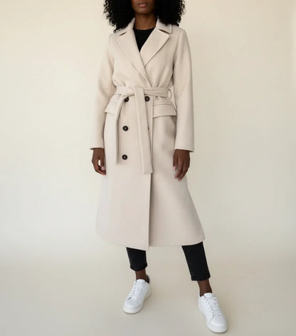 Elviera | Women’s Belted Double-Breasted Midi Overcoat