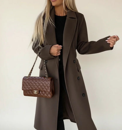 Elviera | Women’s Belted Double-Breasted Midi Overcoat