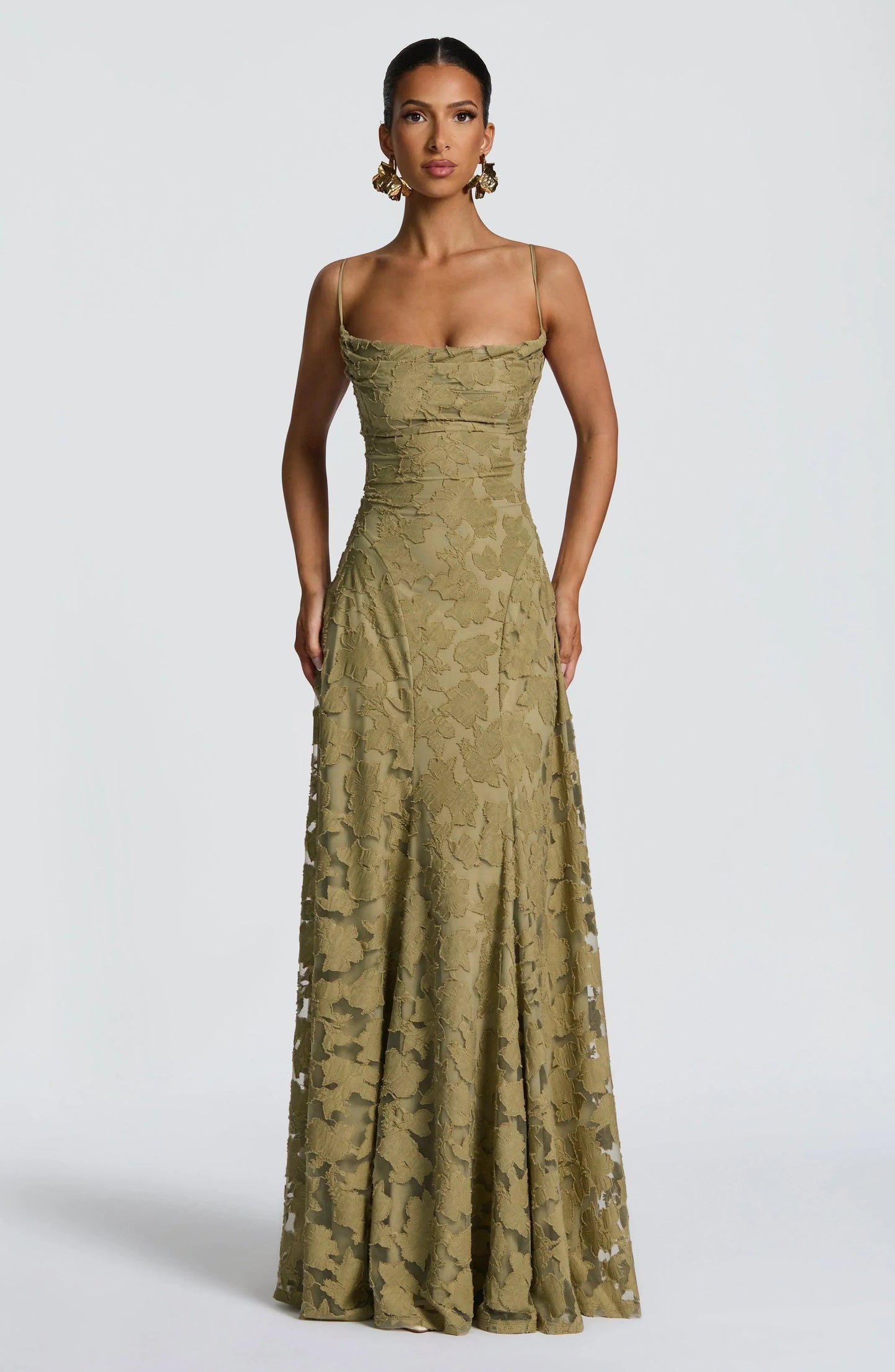 Elvoria | Women’s Spaghetti Strap Cowl Neck Maxi Dress