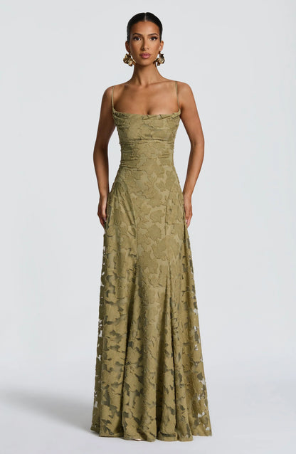 Elvoria | Women’s Spaghetti Strap Cowl Neck Maxi Dress