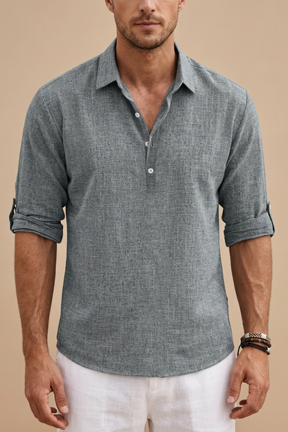 Henan | Men’s Linen Blend Short Sleeve Polo