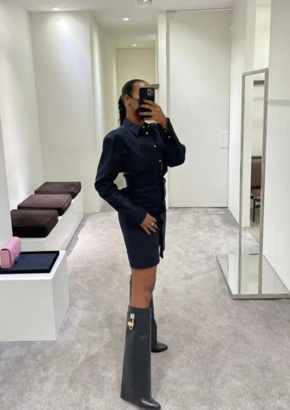 Marley | Women’s Sculptural Knee High Wedge Boots