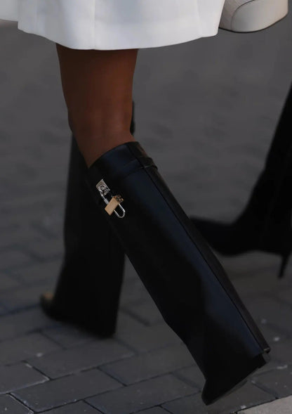 Marley | Women’s Sculptural Knee High Wedge Boots