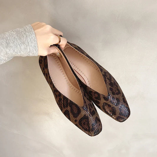 Jemie | Women’s Leopard Print Vegan Leather Flats