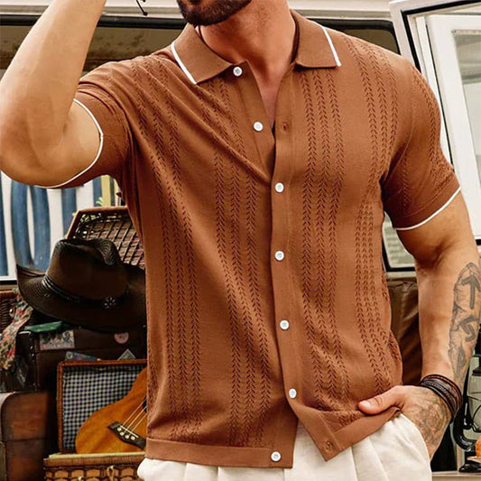 Jeronimo | Men’s Jacquard Knitted Button-Up Shirt