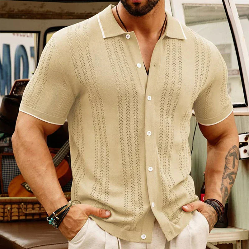 Jeronimo | Men’s Jacquard Knitted Button-Up Shirt