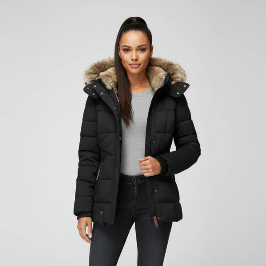Jessa | Women’s Quilted Faux Fur Hood Puffer Jacket