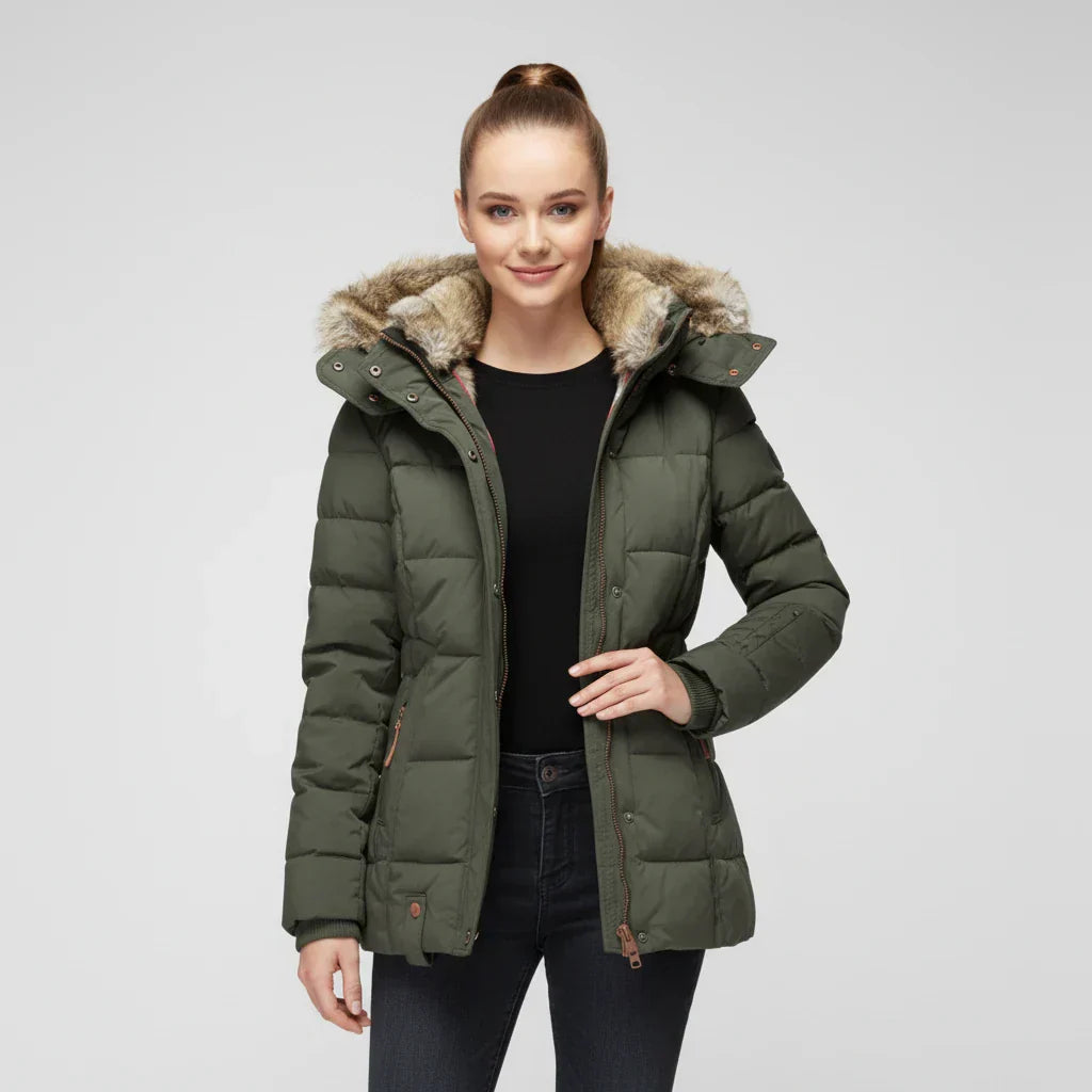 Jessa | Women’s Quilted Faux Fur Hood Puffer Jacket