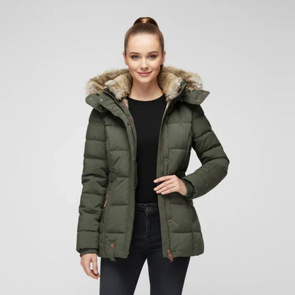Jessa | Women’s Quilted Faux Fur Hood Puffer Jacket