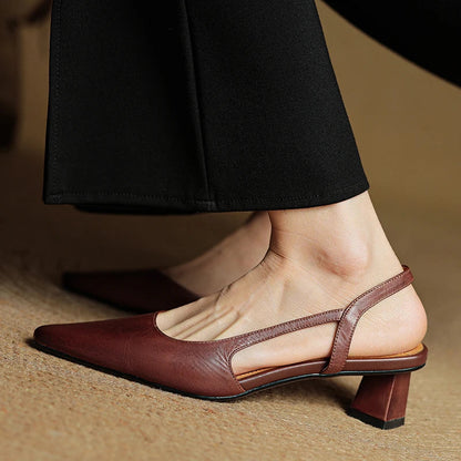 Khloe | Women’s Pointed Toe Leather Slip-On Heels