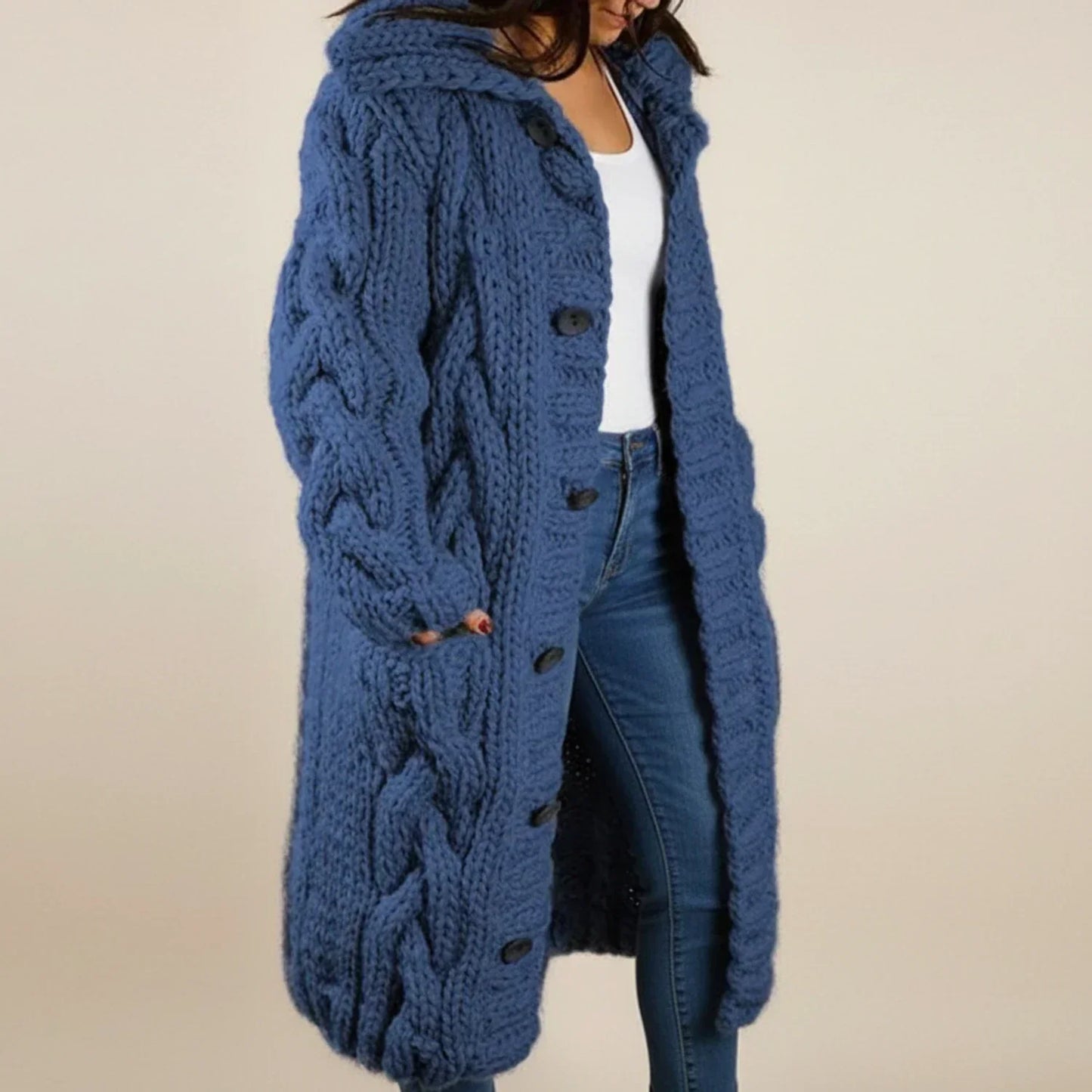 Lawina | Women’s Long Hooded Button-Front Cardigan
