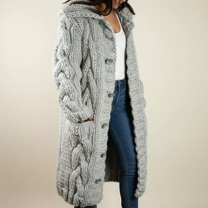 Lawina | Women’s Long Hooded Button-Front Cardigan