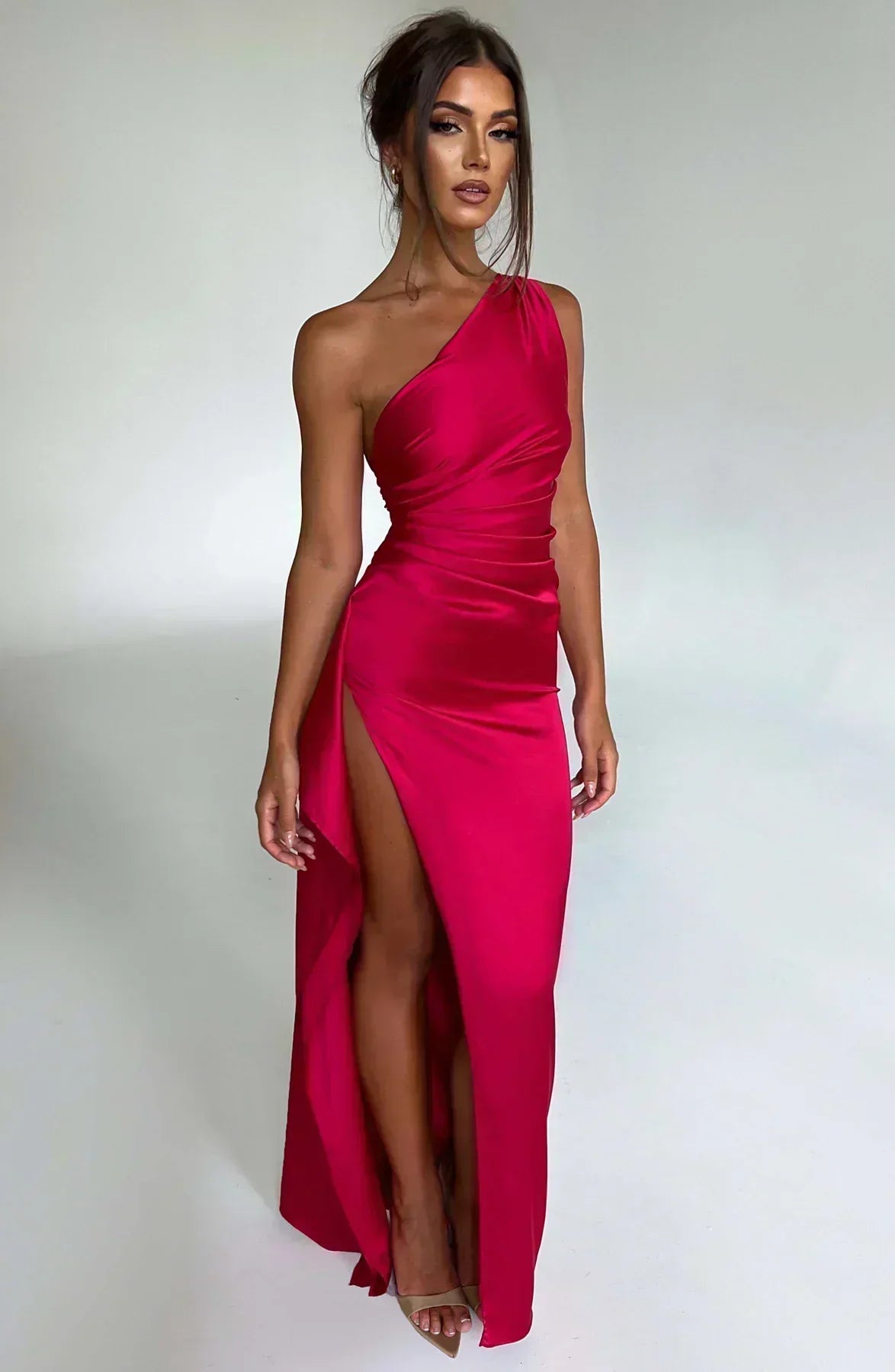 Liliana | Women’s One Shoulder Satin Maxi Dress