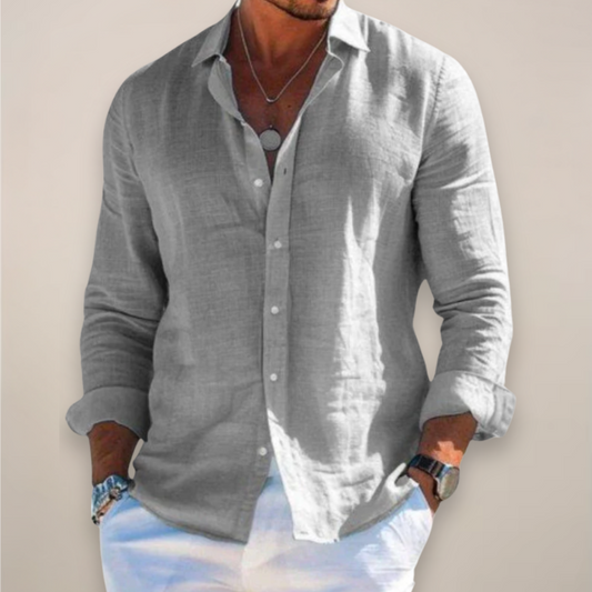 Linvaro | Men’s Linen Blend Casual Long Sleeve Shirt