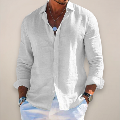 Linvaro | Men’s Linen Blend Casual Long Sleeve Shirt