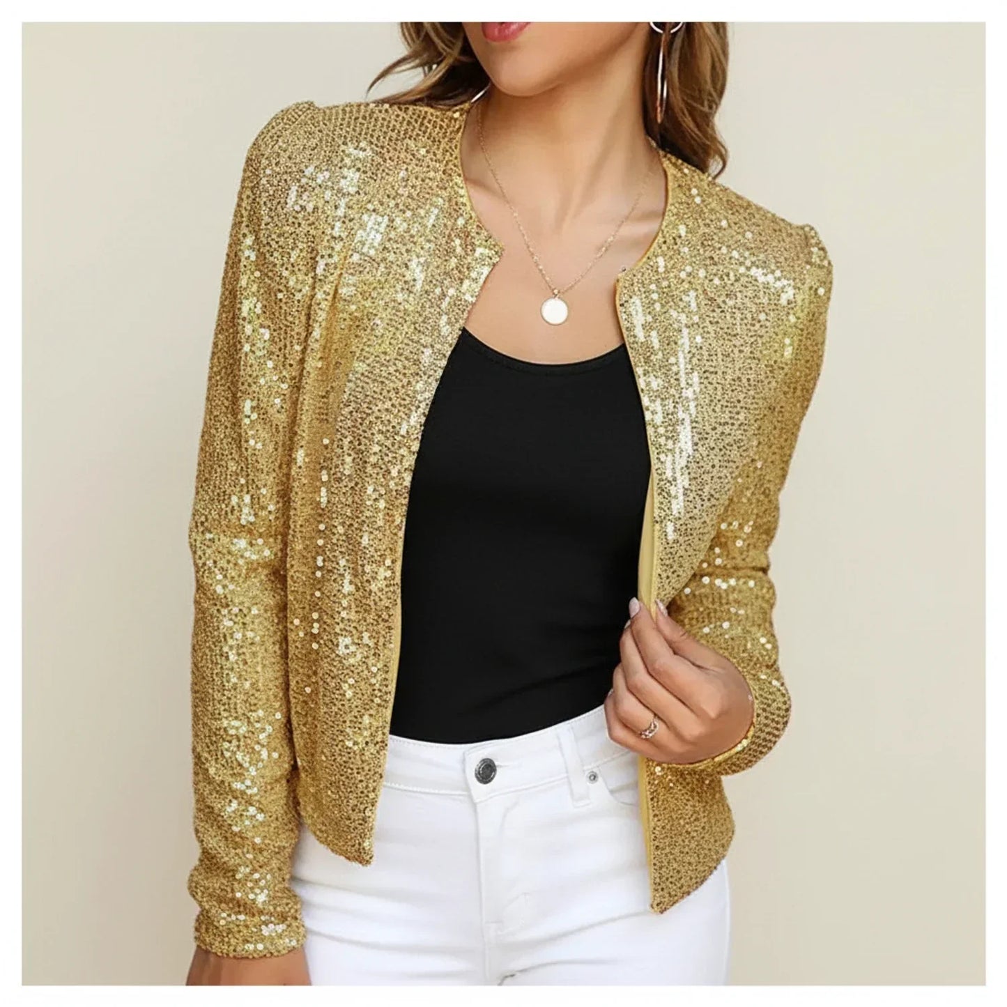 Lurelle | Women’s Sequin Open-Front Jacket
