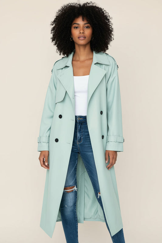 Marivella | Women’s Double-Breasted Long Trench Coat